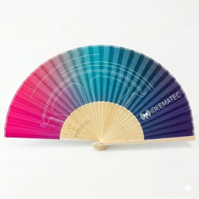 Éventails personnalisés en papier avec monture en bambo...