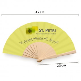 Éventails personnalisés en bois naturel et tissu polyes...